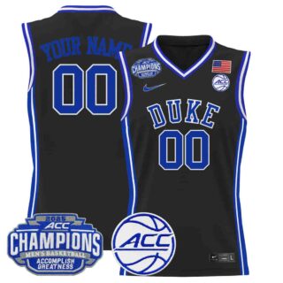 Duke Blue Devils 2025 ACC Conference Tournament Champions Basketball Custom Jersey Black