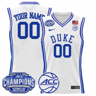 Duke Blue Devils 2025 ACC Conference Tournament Champions Basketball Custom Jersey white