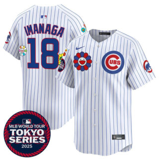 Men's Chicago Cubs #18 Shota Imanaga White 2025 Tokyo Series Limited Stitched Baseball Jersey