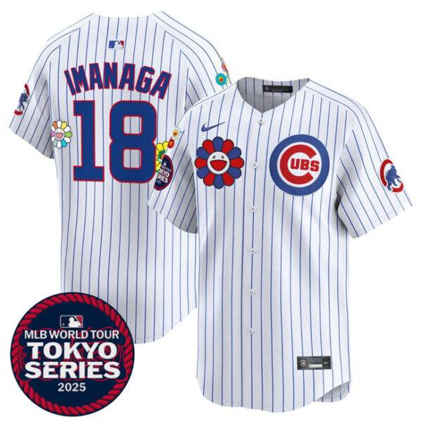 Men's Chicago Cubs #18 Shota Imanaga White 2025 Tokyo Series Limited Stitched Baseball Jersey