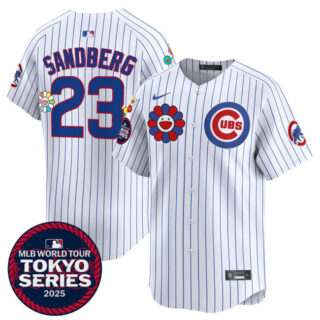 Men's Chicago Cubs #23 Ryne Sandberg White 2025 Tokyo Series Limited Stitched Baseball Jersey