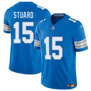 Men's Detroit Lions #15 Grant Stuard Blue 2025 F.U.S.E. Vapor Limited Stitched Jersey