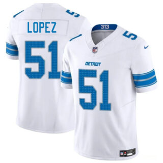Men's Detroit Lions #51 Roy Lopez White 2025 F.U.S.E. Vapor Limited Stitched Jersey