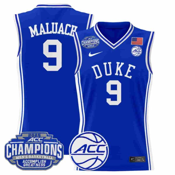 Men's Duke Blue Devils 2025 ACC Conference Tournament Champions Basketball Jersey Khaman Maluach