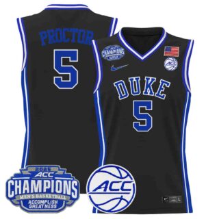 Men's Duke Blue Devils 2025 ACC Conference Tournament Champions Basketball Jersey Tyrese Proctor