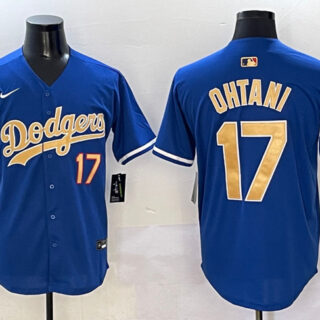 Men's Los Angeles Dodgers #17 Shohei Ohtani Royal 2025 Gold Collection Limited Stitched Baseball Jersey