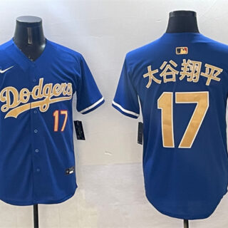 Men's Los Angeles Dodgers #17 Shohei Ohtani Royal 2025 Gold Collection Limited Stitched Baseball Jersey