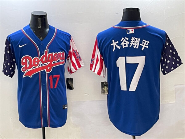 Men's Los Angeles Dodgers #17 Shohei Ohtani Royal Limited Stitched Baseball Jersey
