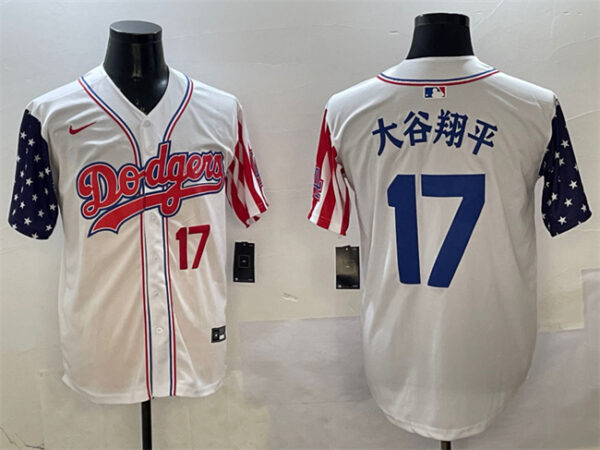 Men's Los Angeles Dodgers #17 Shohei Ohtani White Limited Stitched Baseball Jersey