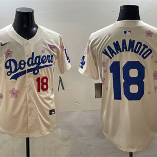 Men's Los Angeles Dodgers #18 Yoshinobu Yamamoto Cream 2025 Tokyo Series Limited Stitched Baseball Jersey