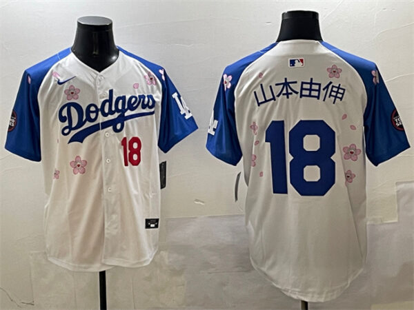 Men's Los Angeles Dodgers #18 Shota Imanaga White Royal 2025 Tokyo Series Limited Stitched Baseball Jersey