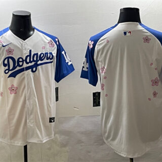 Men's Los Angeles Dodgers Blank White Royal 2025 Tokyo Series Limited Stitched Baseball Jersey