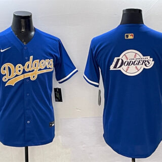 Men's Los Angeles Dodgers Team Big Logo Royal 2025 Gold Collection Limited Stitched Baseball Jersey