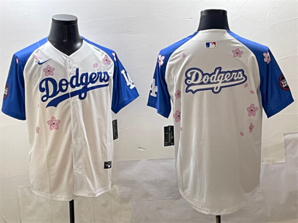 Men's Los Angeles Dodgers Team Big Logo White Royal 2025 Tokyo Series Limited Stitched Baseball Jerseys