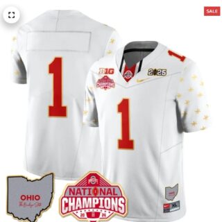 Men's Ohio State Buckeyes 2024 National Champions Limited Gold Jersey N1 #1 Team