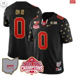 Men's Ohio State Buckeyes 2024 National Champions Limited Gold Jersey N1 Black Limited OH-IO 0