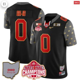 Men's Ohio State Buckeyes 2024 National Champions Limited Gold Jersey N1 Black OH-IO 0