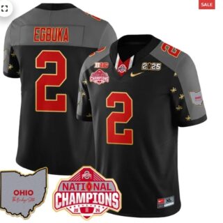 Men's Ohio State Buckeyes 2024 National Champions Limited Gold Jersey N1 Black Special Emeka Egbuka 2