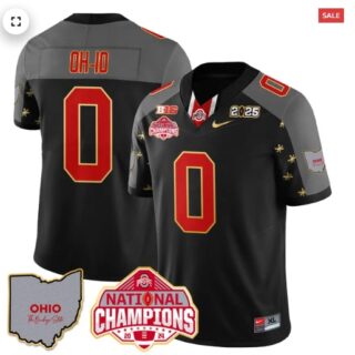 Men's Ohio State Buckeyes 2024 National Champions Limited Gold Jersey N1 Black Special OH-IO 0