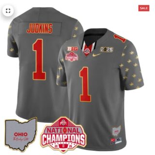 Men's Ohio State Buckeyes 2024 National Champions Limited Gold Jersey N1 Quinshon Judkins 1