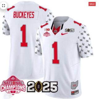 Men's Ohio State Buckeyes 2024 National Champions Limited Jersey N2 #1 Buckeyes
