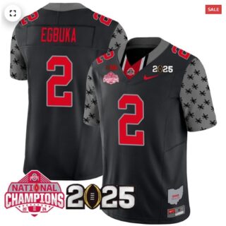 Men's Ohio State Buckeyes 2024 National Champions Limited Jersey N2 Black Emeka Egbuka 2