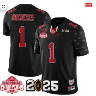 Men's Ohio State Buckeyes 2024 National Champions Limited Jersey N2 Black Limited #1 Buckeyes
