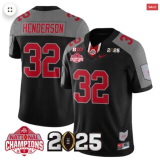 Men's Ohio State Buckeyes 2024 National Champions Limited Jersey N2 Black Special Treveyon Henderson 32