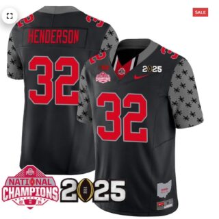 Men's Ohio State Buckeyes 2024 National Champions Limited Jersey N2 Black Treveyon Henderson 32