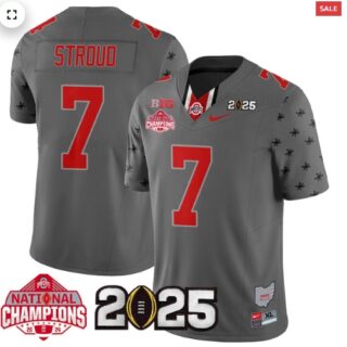 Men's Ohio State Buckeyes 2024 National Champions Limited Jersey N2 Gray C J Stroud 7