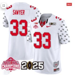 Men's Ohio State Buckeyes 2024 National Champions Limited Jersey N2 Jack Sawyer 33