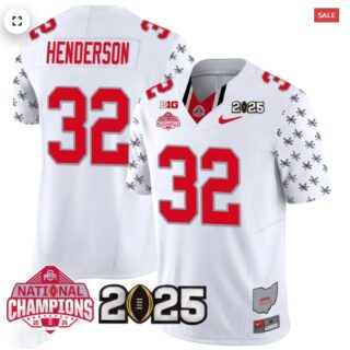 Men's Ohio State Buckeyes 2024 National Champions Limited Jersey N2 Treveyon Henderson 32