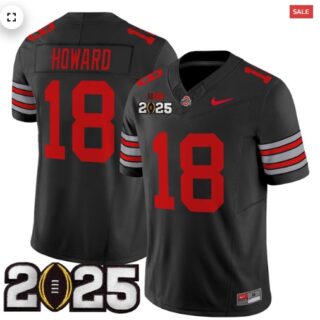 Men's Ohio State Buckeyes 'Heritage Stripe' 2025 CFP Final Patch Vapor Limited Jersey Black Will Howard