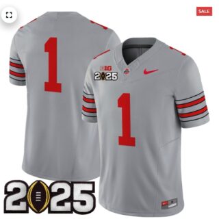 Men's Ohio State Buckeyes 'Heritage Stripe' 2025 CFP Final Patch Vapor Limited Jersey Gray #1 Team