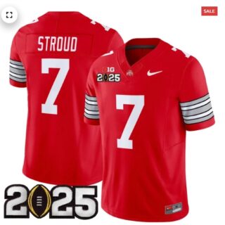 Men's Ohio State Buckeyes 'Heritage Stripe' 2025 CFP Final Patch Vapor Limited Jersey Red C J Stroud