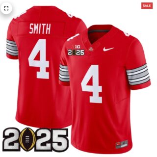 Men's Ohio State Buckeyes 'Heritage Stripe' 2025 CFP Final Patch Vapor Limited Jersey Red Jeremiah Smith