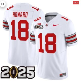 Men's Ohio State Buckeyes 'Heritage Stripe' 2025 CFP Final Patch Vapor Limited Jersey White Will Howard