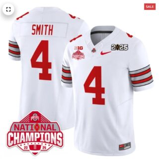 Men's Ohio State Buckeyes 'Heritage Stripe' 2025 CFP Patch National Champions Jersey Jeremiah Smith 4