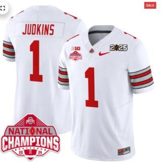 Men's Ohio State Buckeyes 'Heritage Stripe' 2025 CFP Patch National Champions Jersey Quinshon Judkins 1
