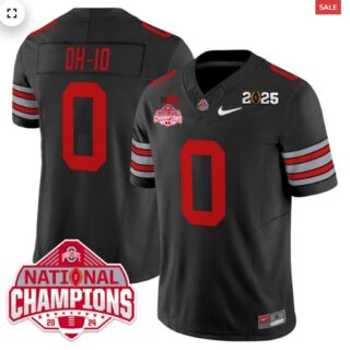 Men's Ohio State Buckeyes 'Heritage Stripe' 2025 CFP Patch National Champions Jersey black OH-IO 0