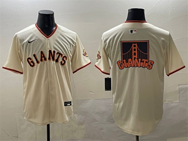 Men's San Francisco Giants Cream Team Big Logo Limited Stitched Baseball Jerseys