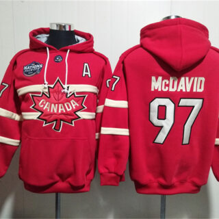 Men's Team Canada #97 Connor McDavid Red Ageless Must-Have Lace-Up Pullover Hoodie