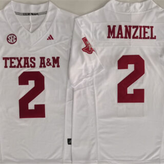 Men's Texas A&M Aggies Lions #2 Johnny Manziel White 2025 F.U.S.E. Stitched Jersey