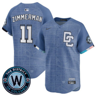 Men's Washington Nationals #11 Ryan Zimmerman Blue 2025 City Connect Limited Stitched Baseball Jersey