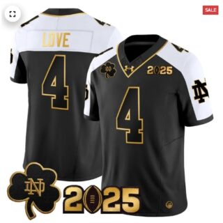 Notre Dame Fighting Irish 2025 CFP Final Patch Gold Vapor Limited Jersey Alternate Jeremiyah Love