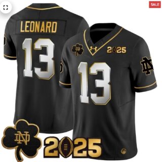 Notre Dame Fighting Irish 2025 CFP Final Patch Gold Vapor Limited Jersey Black Limited Riley Leonard