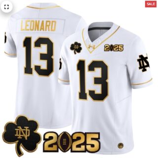 Notre Dame Fighting Irish 2025 CFP Final Patch Gold Vapor Limited Jersey White Gold Riley Leonard