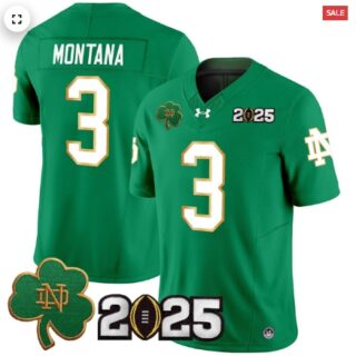 Notre Dame Fighting Irish 2025 CFP Final Patch Vapor Limited Jersey Green Joe Montana