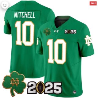Notre Dame Fighting Irish 2025 CFP Final Patch Vapor Limited Jersey Green Kris Mitchell