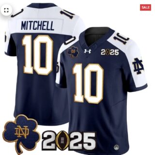 Notre Dame Fighting Irish 2025 CFP Final Patch Vapor Limited Jersey Navy Alternate Kris Mitchell